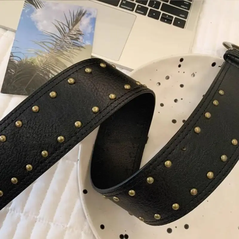 〔Funny〕Women's Rivet Belt Gothic Heavy-Duty Leather Waist Belt Y2k Punk Dress Jeans Belt Waist Accessories