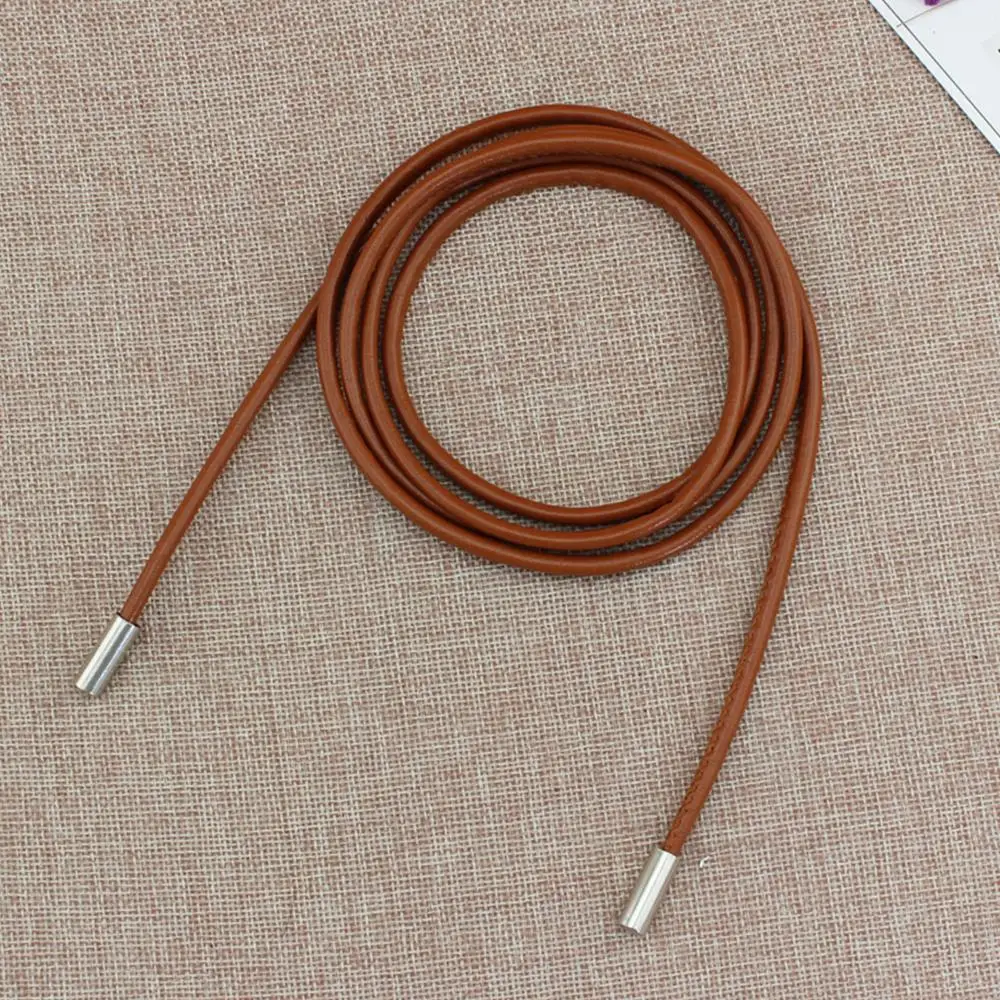 Vintage Belt New Round Leather Rope Dress Coat Embellished String Belt For Women Solid Fashion Long Waist Chain PU Leather Belt