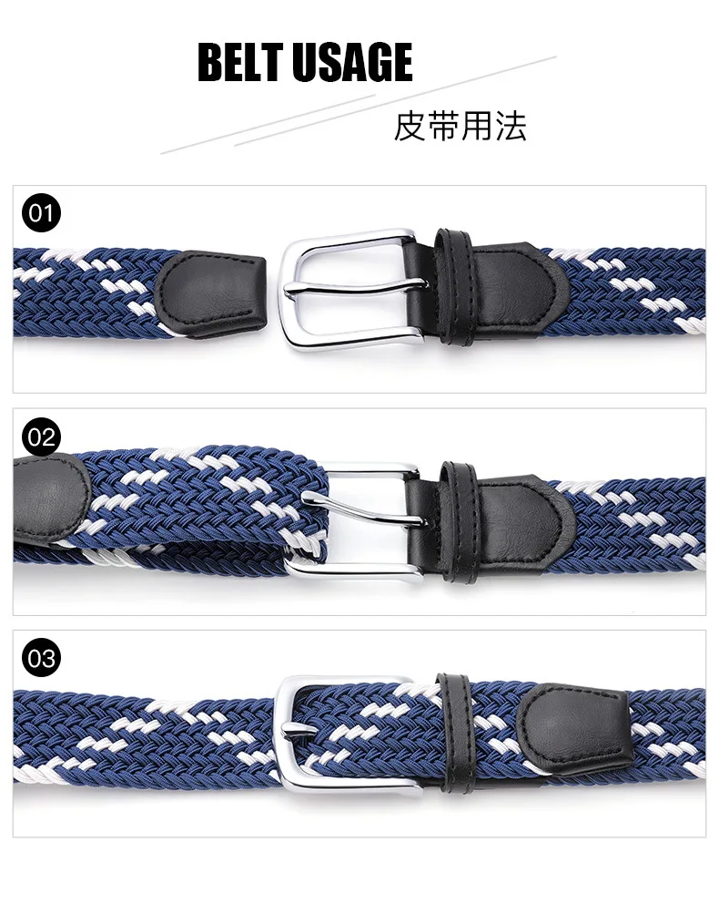 105cm 115 125cm 2024 New Design High Quality Men Casual Belt Woven Buckle Elastic Canvas All Match Women Pants Versatile Sense