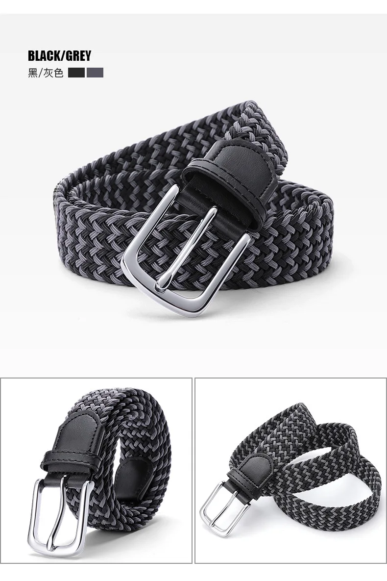 105cm 115 125cm 2024 New Design High Quality Men Casual Belt Woven Buckle Elastic Canvas All Match Women Pants Versatile Sense