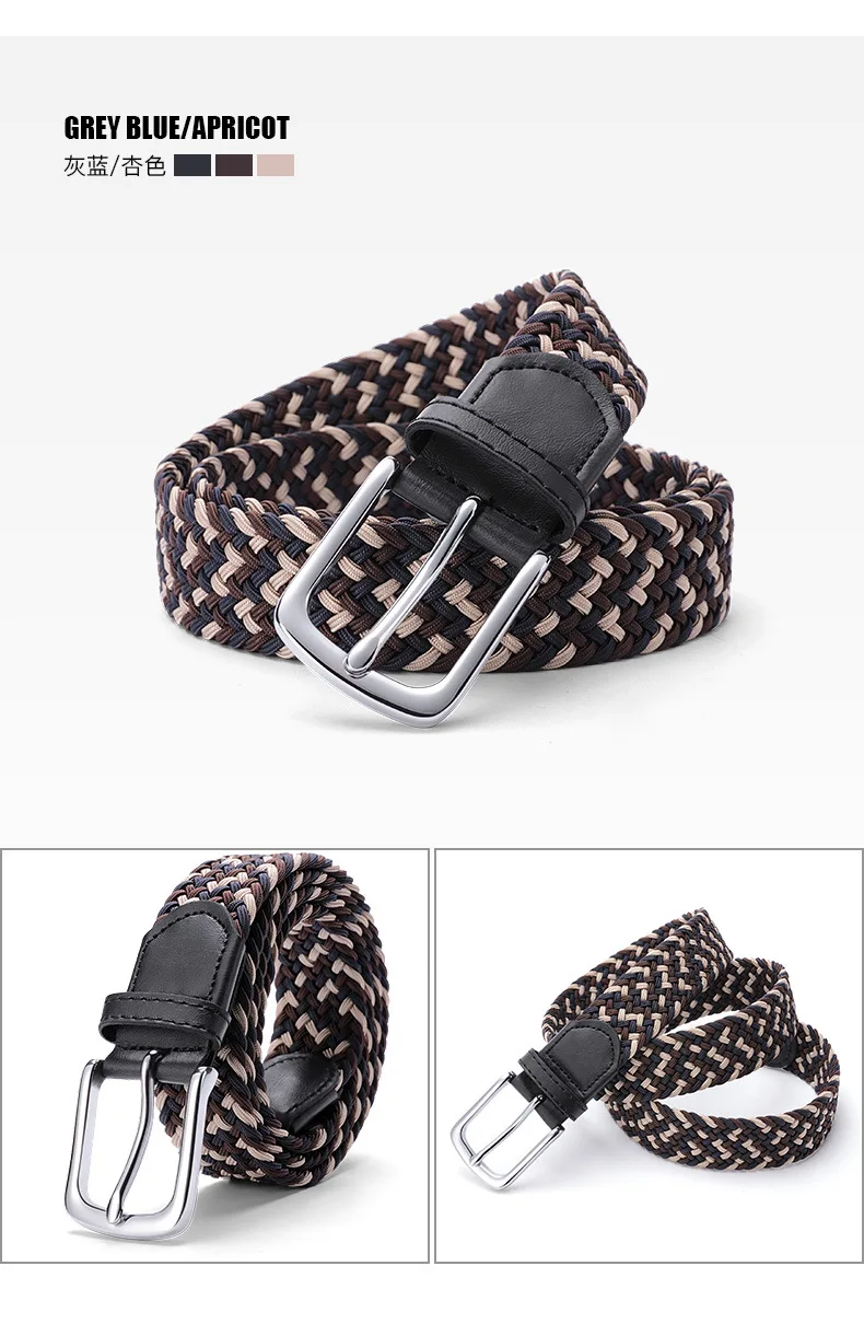 105cm 115 125cm 2024 New Design High Quality Men Casual Belt Woven Buckle Elastic Canvas All Match Women Pants Versatile Sense