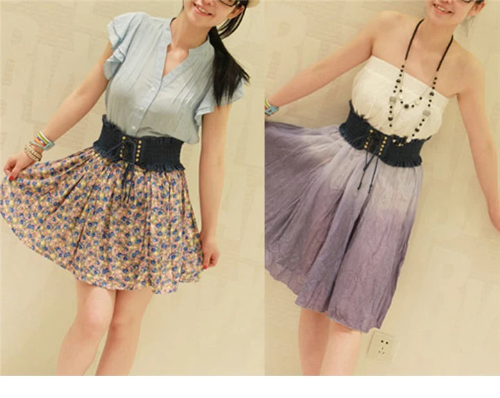 High Fashion Elastic Dress Belts for Women Punk Denim Stretchy Female Skirt Belts All-match Corset Casual Fabric For A Dress