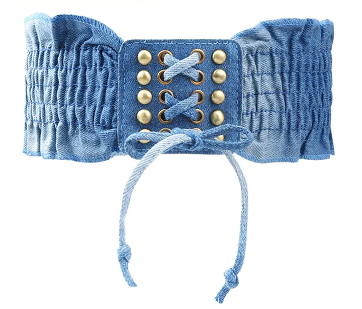 High Fashion Elastic Dress Belts for Women Punk Denim Stretchy Female Skirt Belts All-match Corset Casual Fabric For A Dress