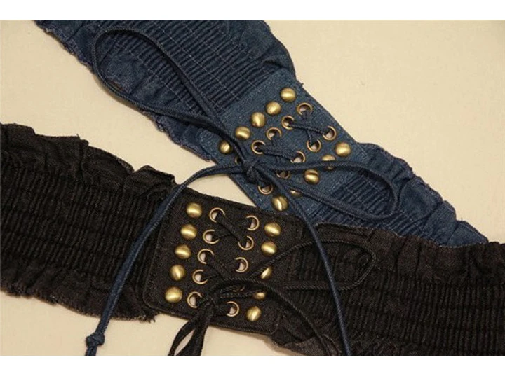 High Fashion Elastic Dress Belts for Women Punk Denim Stretchy Female Skirt Belts All-match Corset Casual Fabric For A Dress