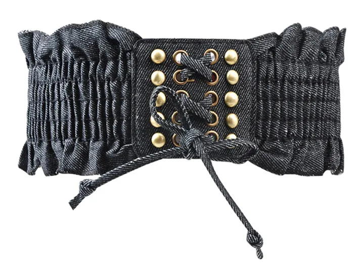 High Fashion Elastic Dress Belts for Women Punk Denim Stretchy Female Skirt Belts All-match Corset Casual Fabric For A Dress