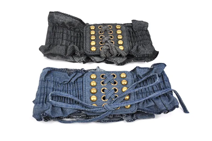 High Fashion Elastic Dress Belts for Women Punk Denim Stretchy Female Skirt Belts All-match Corset Casual Fabric For A Dress