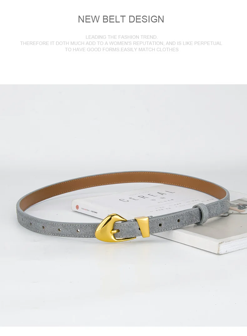 New Genuine Leather Belt Women's Versatile Fashion Decorative Dress Jeans Cow Leather Belt Trendy
