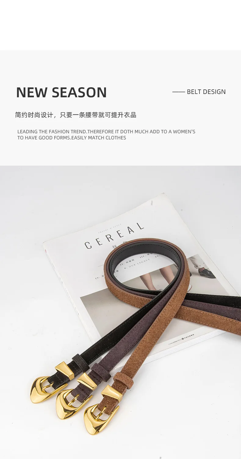 New Genuine Leather Belt Women's Versatile Fashion Decorative Dress Jeans Cow Leather Belt Trendy