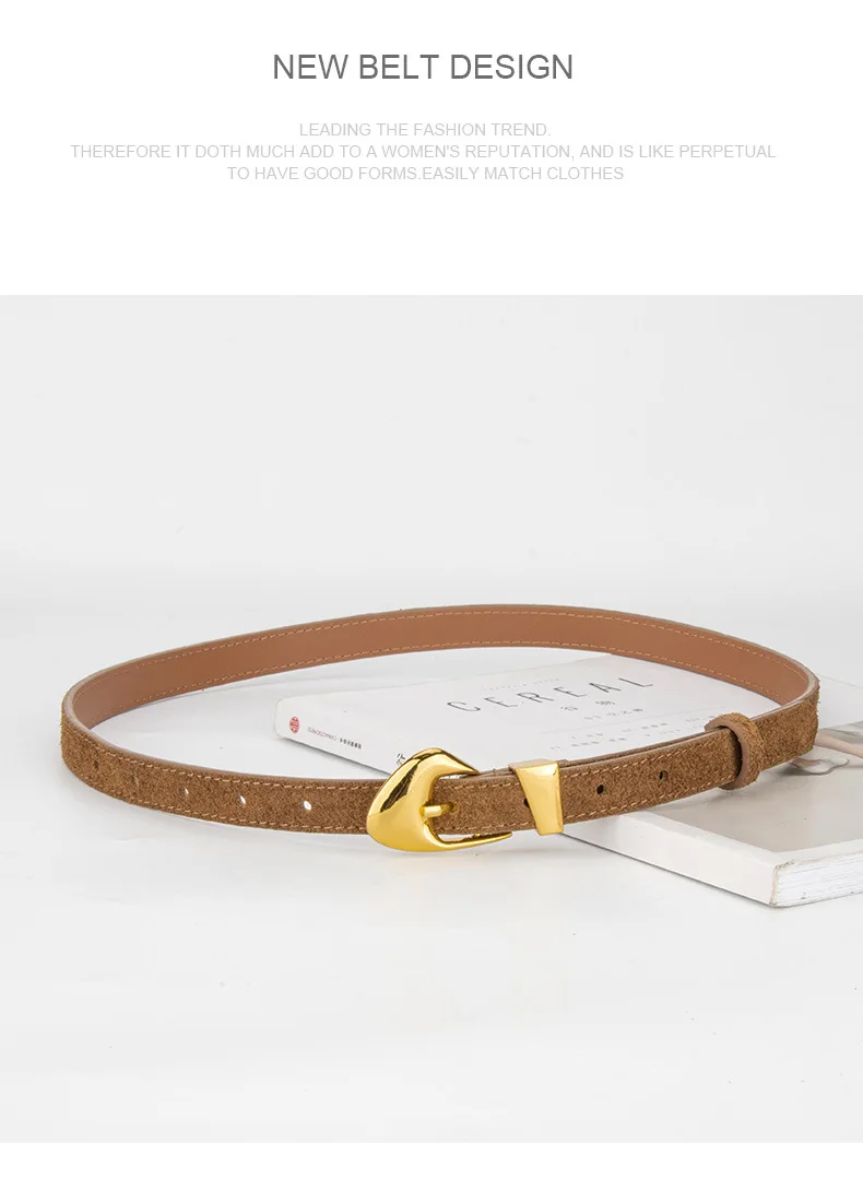 New Genuine Leather Belt Women's Versatile Fashion Decorative Dress Jeans Cow Leather Belt Trendy
