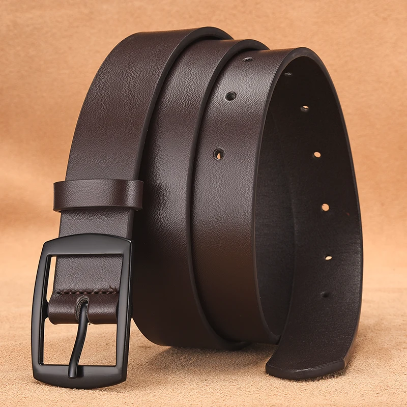 New High-end Men's PU Belt Fashionable Oval Alloy Buckle Exquisite Fit Style Durable and Versatile Jeans Casual Pants Belt