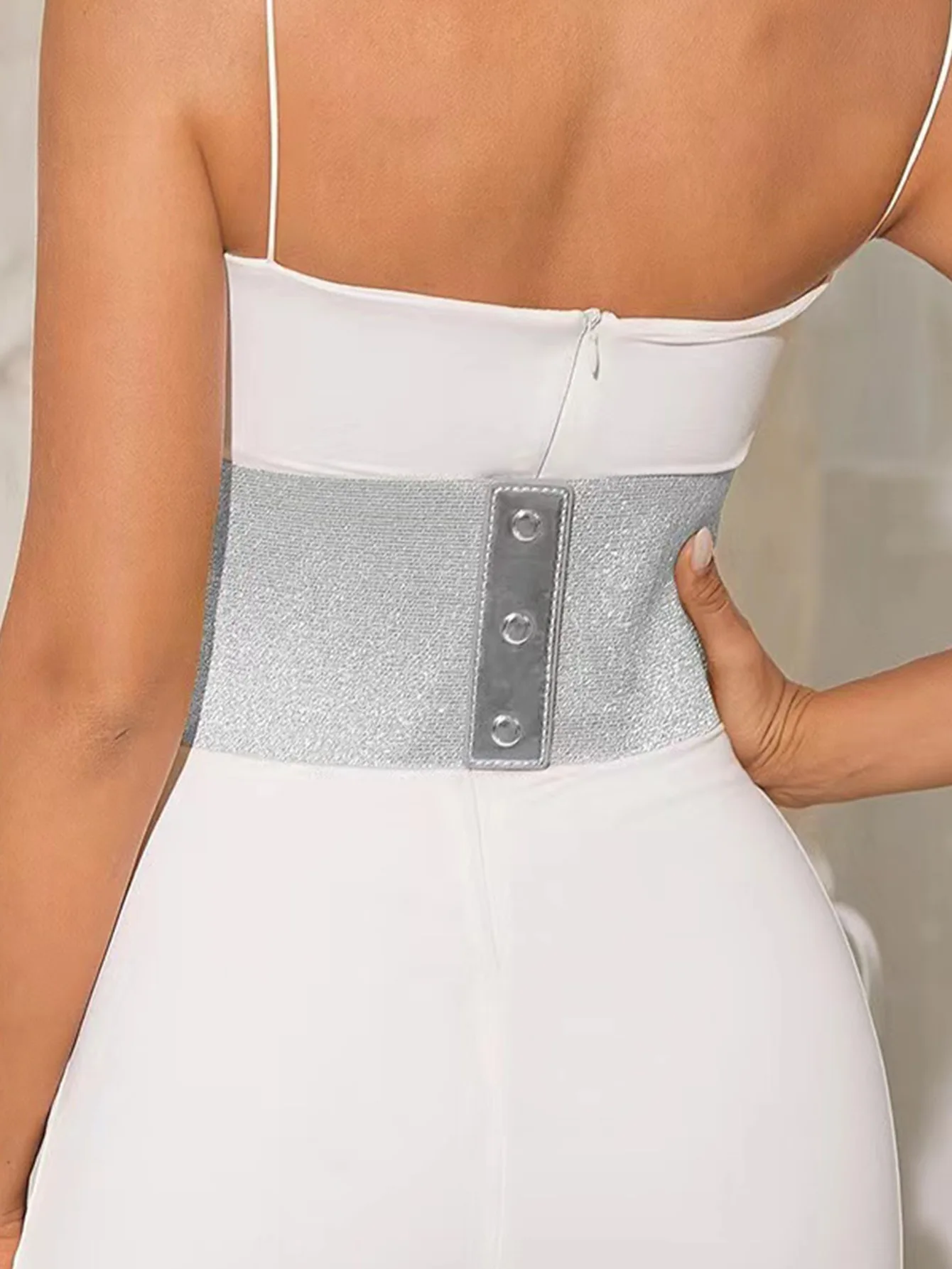Fashion Gold Silver Lace Up Belt Elastic Female Waistband Dress Skirt Coat Decorative