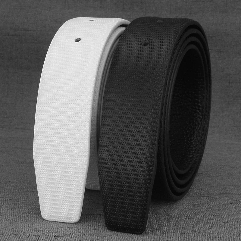 High Quality White and Black Holes Genuine Leather Only Belts 3.3cm Wide Jeans Pin or Slide Cintos Masculinos P03