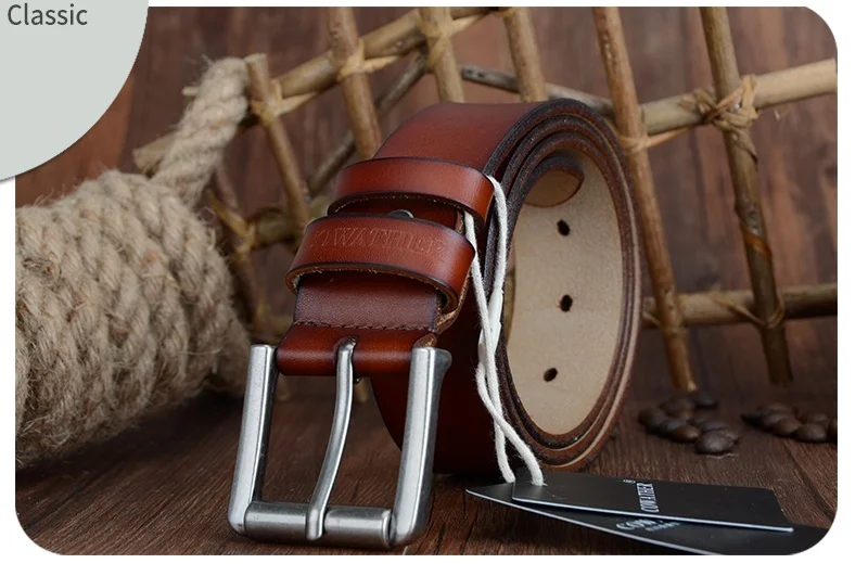 COWATHER cow genuine leather mens belt for men high quality luxury three colors 100-130cm belt for men