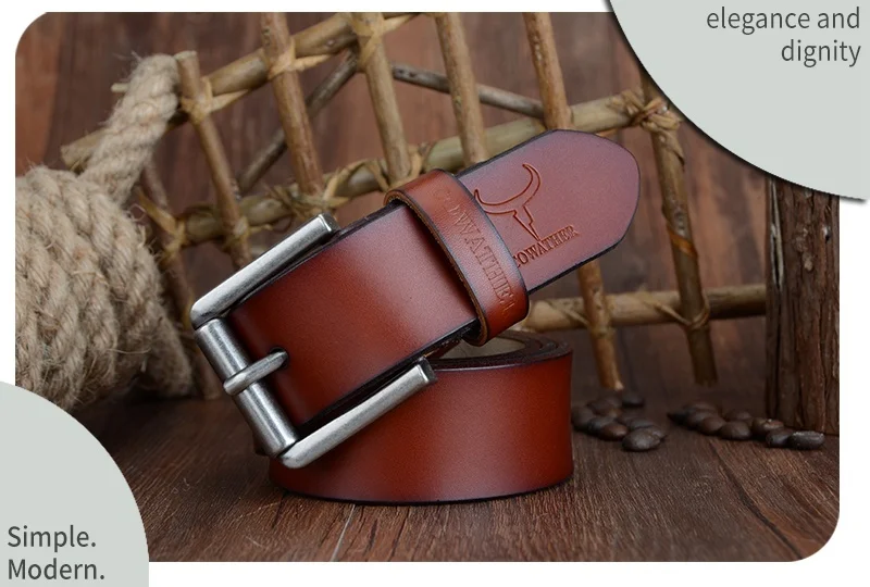 COWATHER cow genuine leather mens belt for men high quality luxury three colors 100-130cm belt for men