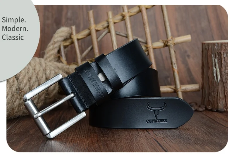 COWATHER cow genuine leather mens belt for men high quality luxury three colors 100-130cm belt for men