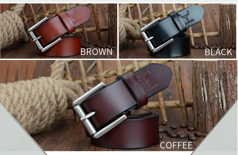 COWATHER cow genuine leather mens belt for men high quality luxury three colors 100-130cm belt for men