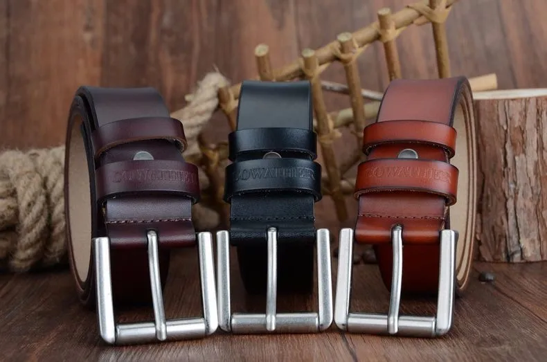 COWATHER cow genuine leather mens belt for men high quality luxury three colors 100-130cm belt for men