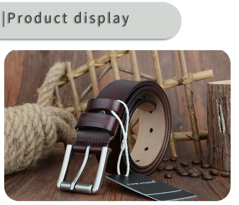 COWATHER cow genuine leather mens belt for men high quality luxury three colors 100-130cm belt for men