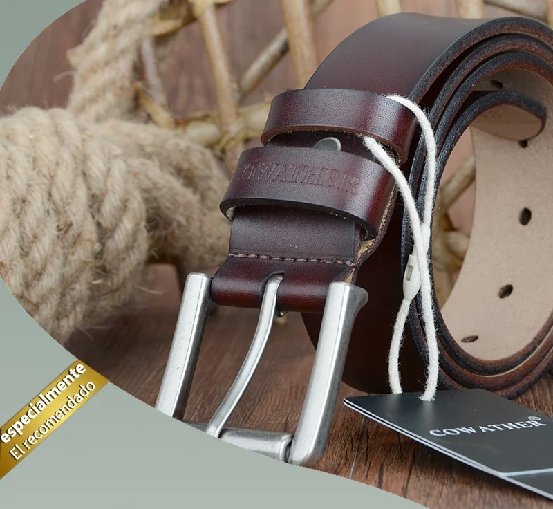 COWATHER cow genuine leather mens belt for men high quality luxury three colors 100-130cm belt for men