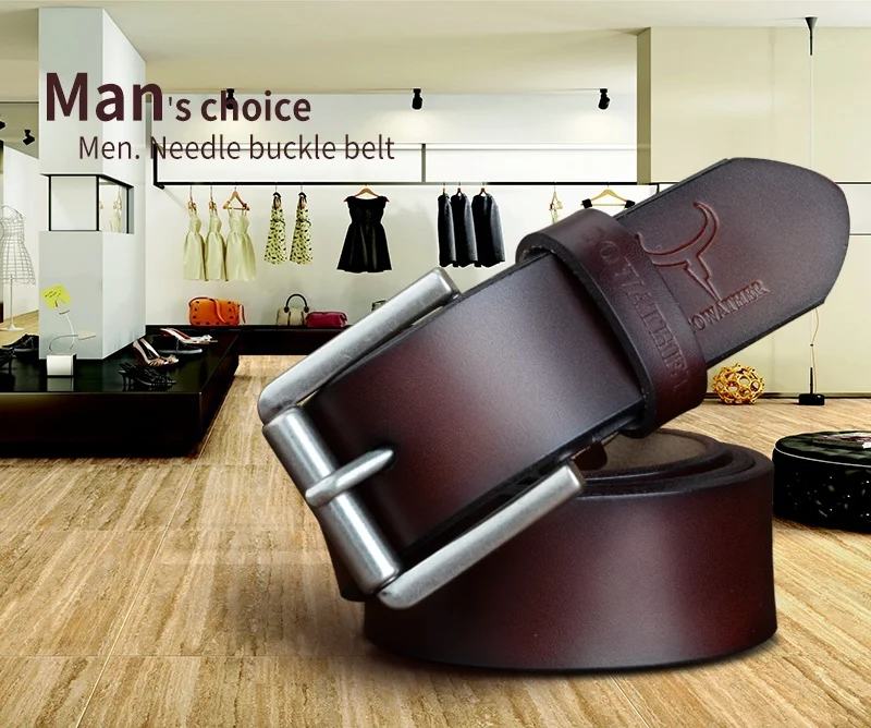 COWATHER cow genuine leather mens belt for men high quality luxury three colors 100-130cm belt for men