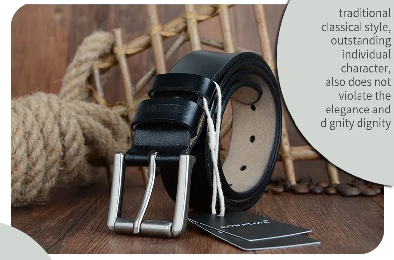 COWATHER cow genuine leather mens belt for men high quality luxury three colors 100-130cm belt for men