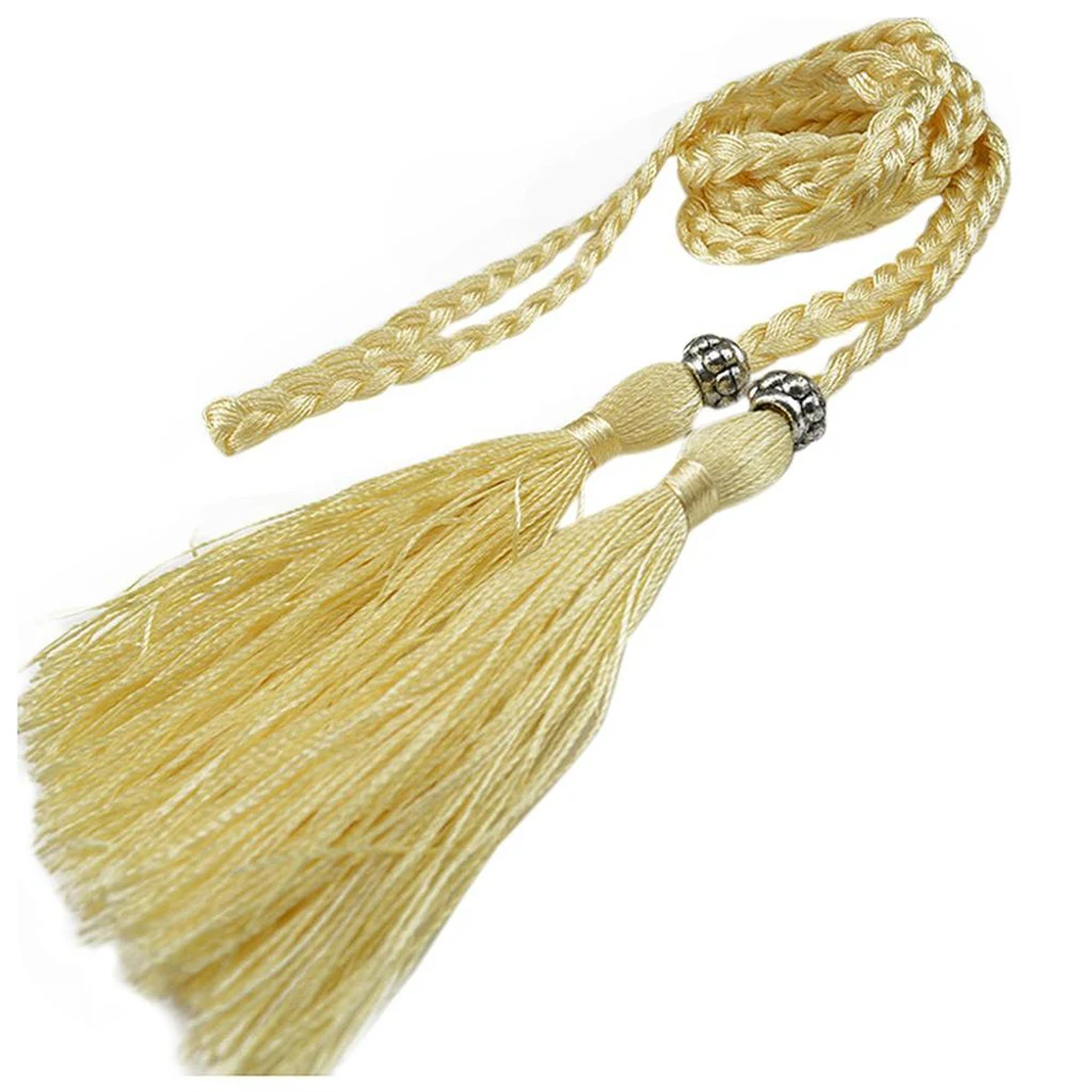 Women Braided Waist Belt Chinese Style Tassel Thin Belt Colorful Female Knot Decorated Waistband Waist Rope Hair Accessories Hot