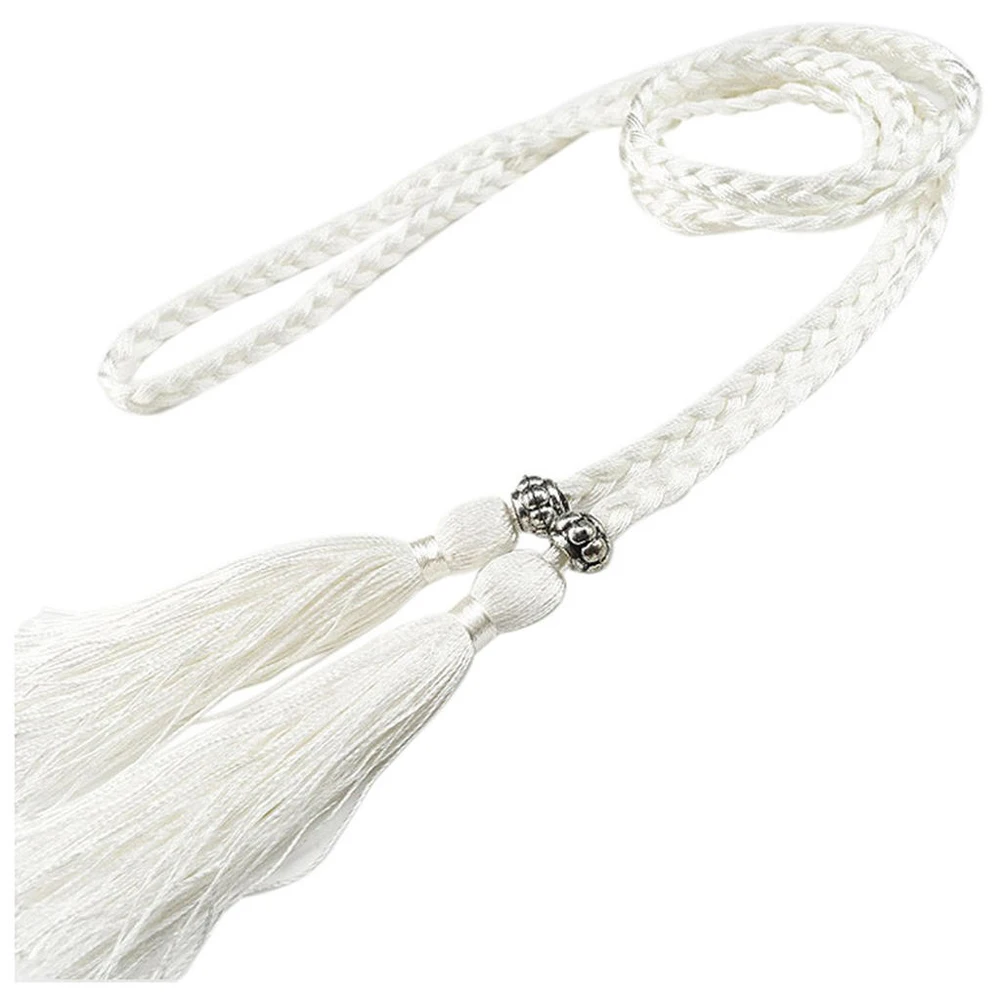 Women Braided Waist Belt Chinese Style Tassel Thin Belt Colorful Female Knot Decorated Waistband Waist Rope Hair Accessories Hot
