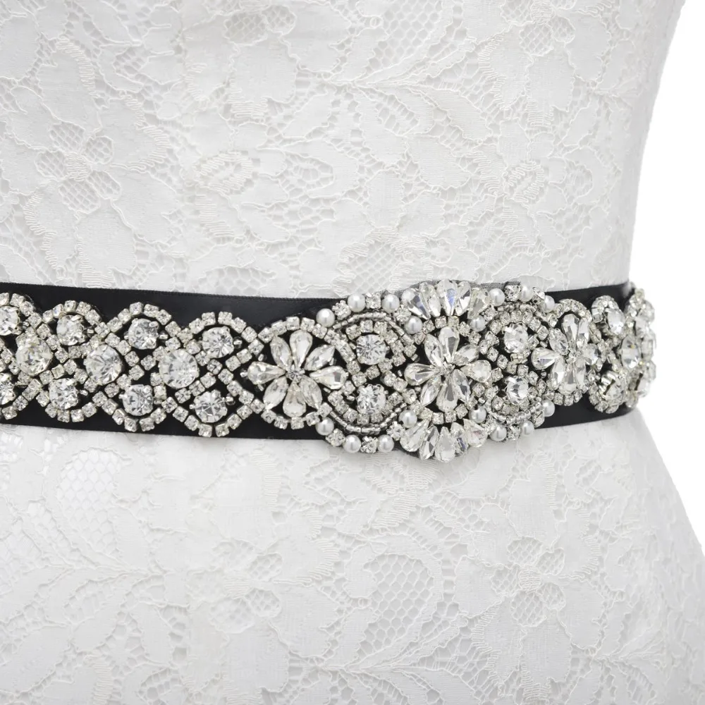 JLZXSY Flower Style Wedding Belt Bridal Sash Belt Crystal Rhinestone Dress Sash Prom Sash Wedding Accessories