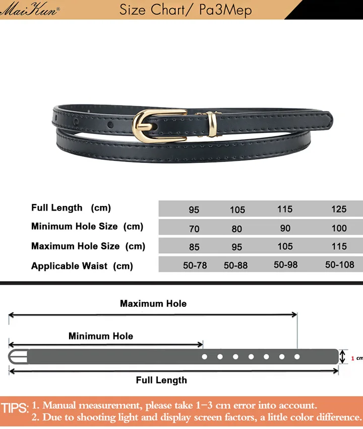 Maikun Women Belts Alloy Pin Buckle Genuine Leather Thin Belt Female Waistband for Jeans Dresses Pants
