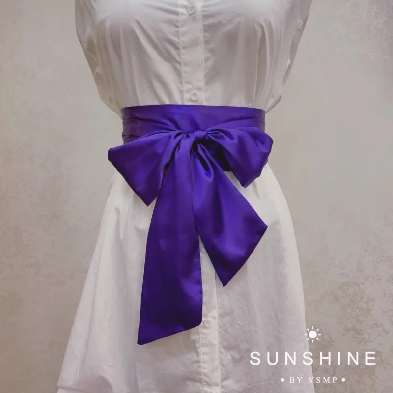 9.5x250cm Satin Silk Bow Corset Waist Belt Women Lady Girl Wide DIY Bowknot Decorative Waist