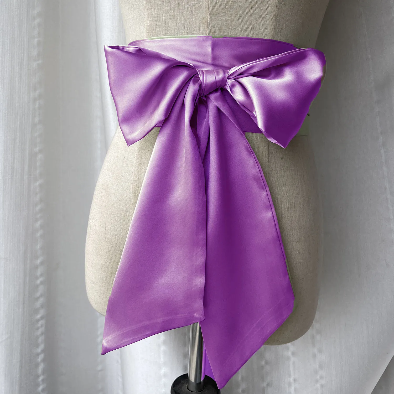 9.5x250cm Satin Silk Bow Corset Waist Belt Women Lady Girl Wide DIY Bowknot Decorative Waist