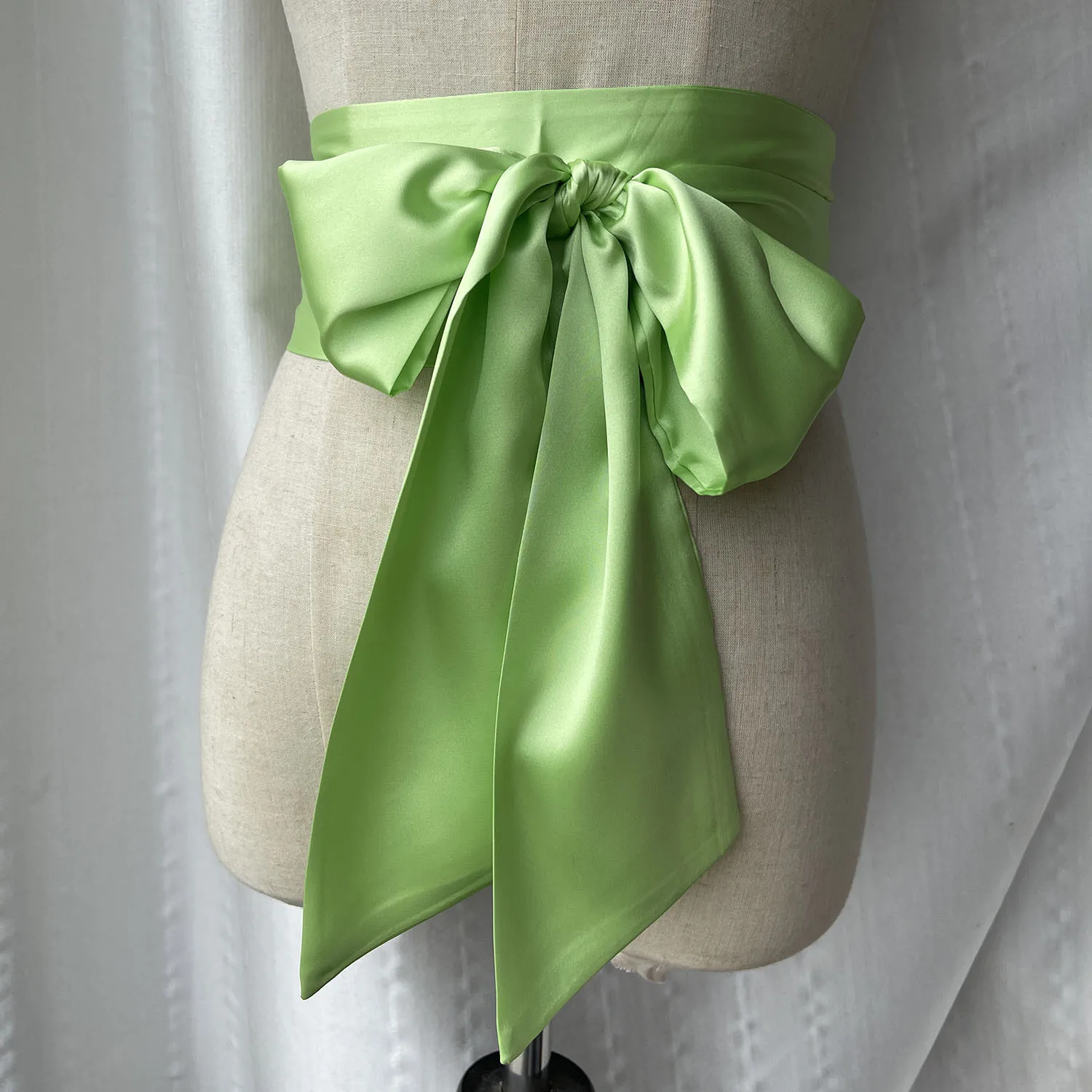 9.5x250cm Satin Silk Bow Corset Waist Belt Women Lady Girl Wide DIY Bowknot Decorative Waist