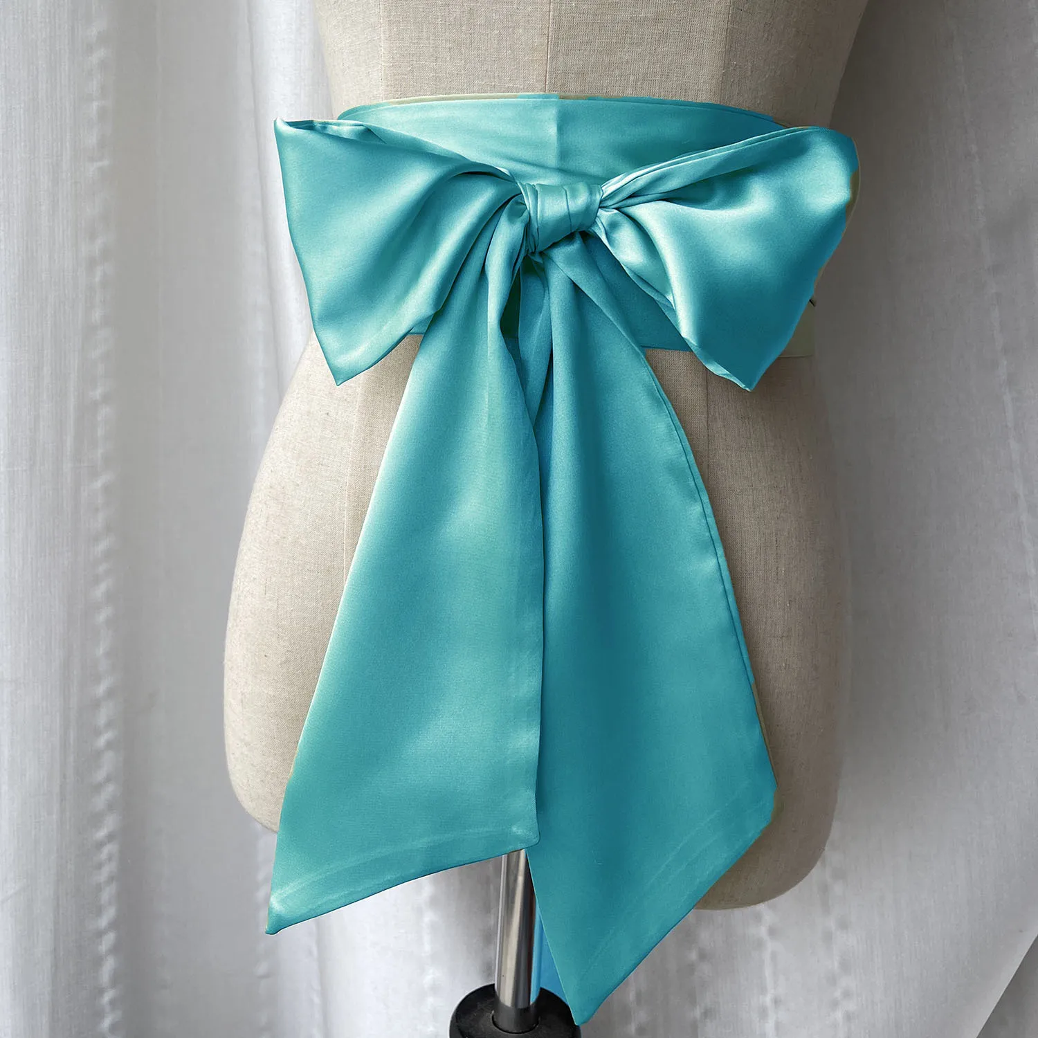 9.5x250cm Satin Silk Bow Corset Waist Belt Women Lady Girl Wide DIY Bowknot Decorative Waist