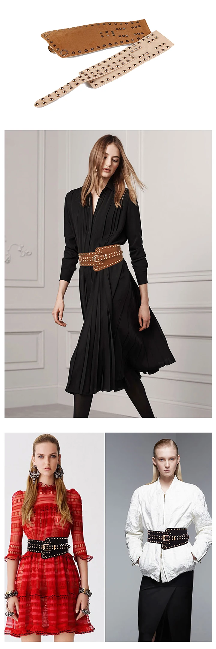 Maikun Belts for Women Punk Style Female Belt Cummerbund Wide Irregular Pin Buckle Women Belt