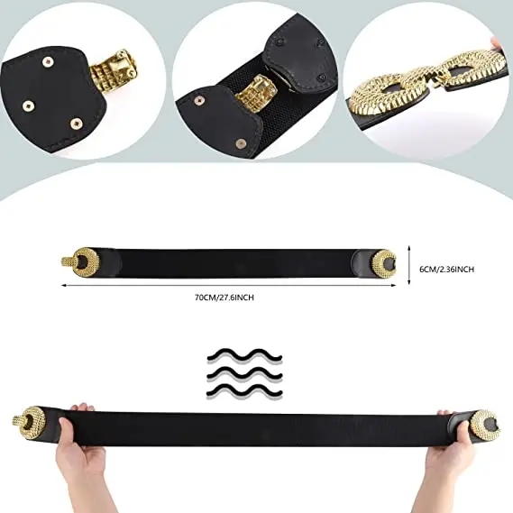 Women Wide Elastic Waist Belt Ladies Retro Fashion Cinch Stretchy Stylish PU Leather Dress Waistband