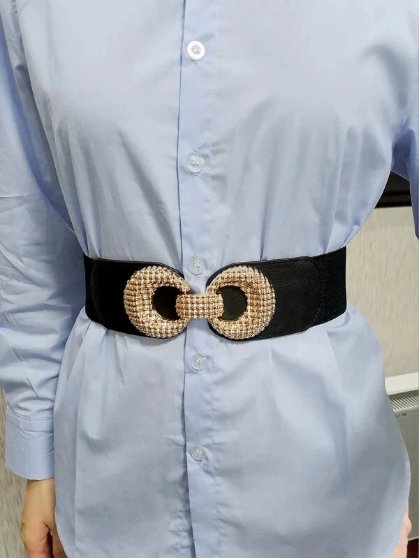 Women Wide Elastic Waist Belt Ladies Retro Fashion Cinch Stretchy Stylish PU Leather Dress Waistband