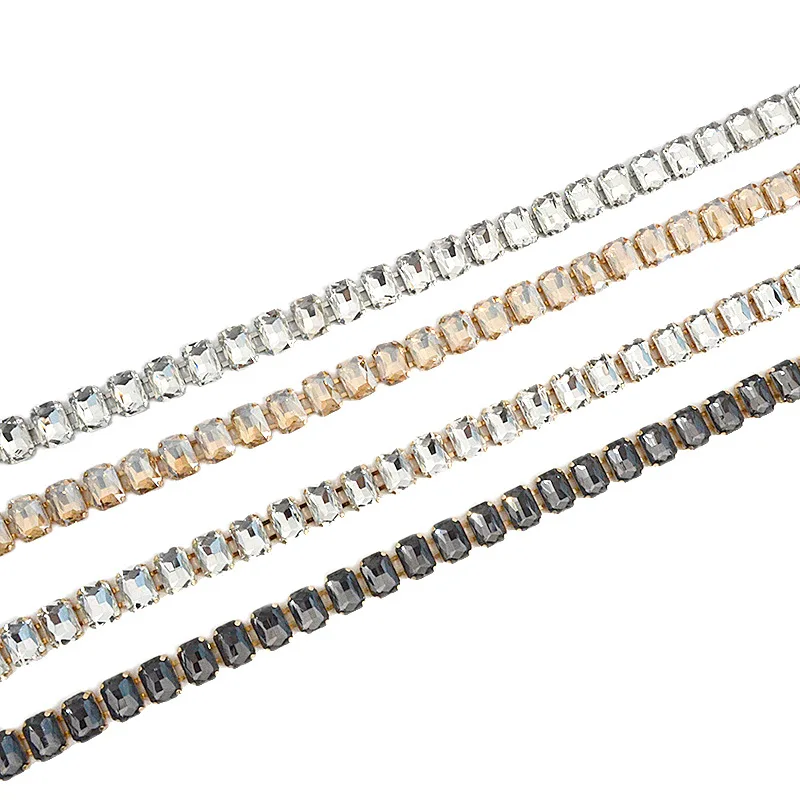 Glamorous Women's Waist Belt Shiny Decorative GImitation Emstones Solid Color Crystal Embedded Metal Chain Waist Jewelry