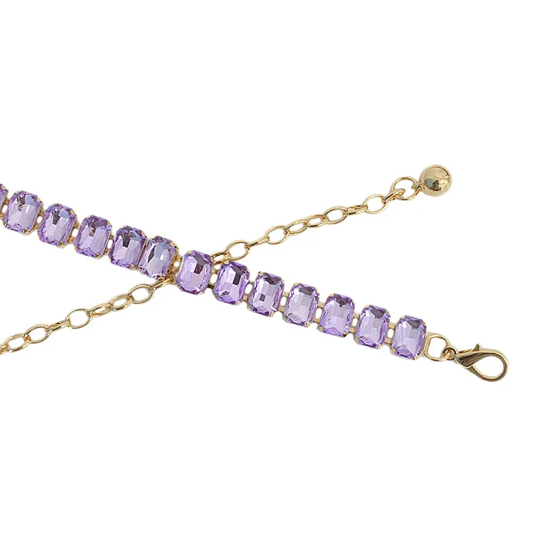Glamorous Women's Waist Belt Shiny Decorative GImitation Emstones Solid Color Crystal Embedded Metal Chain Waist Jewelry