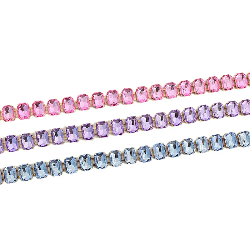 Glamorous Women's Waist Belt Shiny Decorative GImitation Emstones Solid Color Crystal Embedded Metal Chain Waist Jewelry