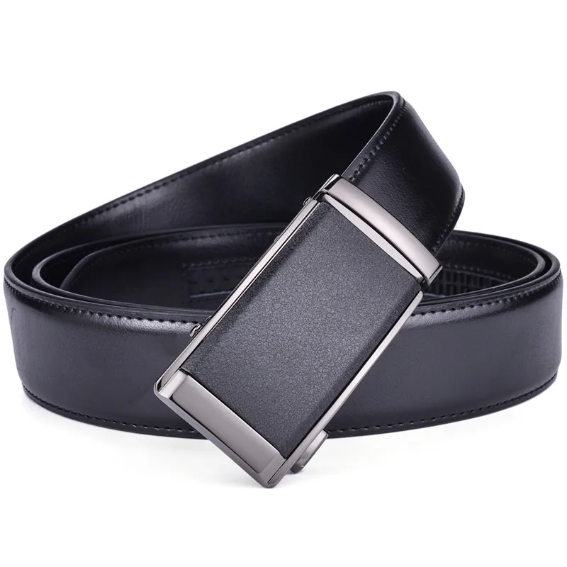 Men’s Genuine Leather Ratchet Dress Belt with Automatic Sliding Buckle Plus Size