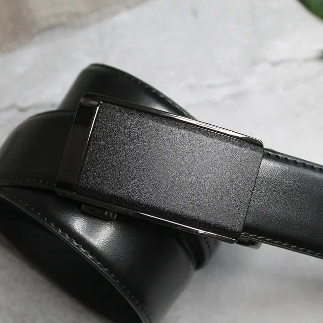Men’s Genuine Leather Ratchet Dress Belt with Automatic Sliding Buckle Plus Size