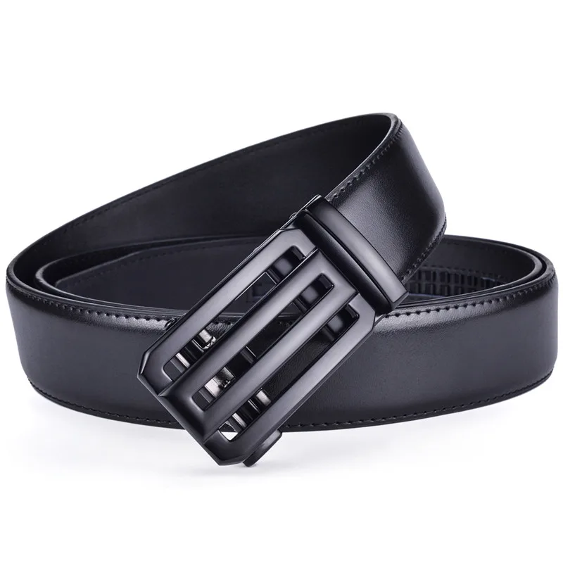 Men’s Genuine Leather Ratchet Dress Belt with Automatic Sliding Buckle Plus Size