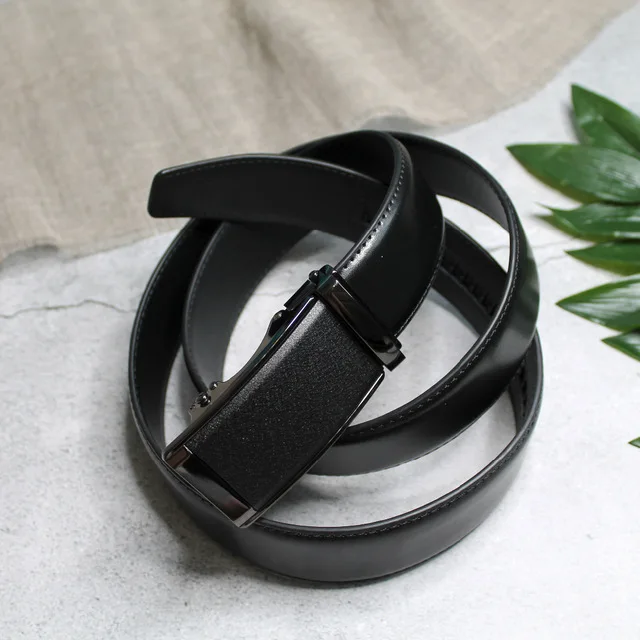 Men’s Genuine Leather Ratchet Dress Belt with Automatic Sliding Buckle Plus Size