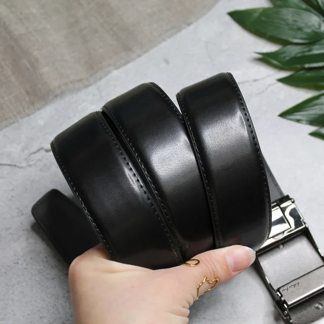 Men’s Genuine Leather Ratchet Dress Belt with Automatic Sliding Buckle Plus Size