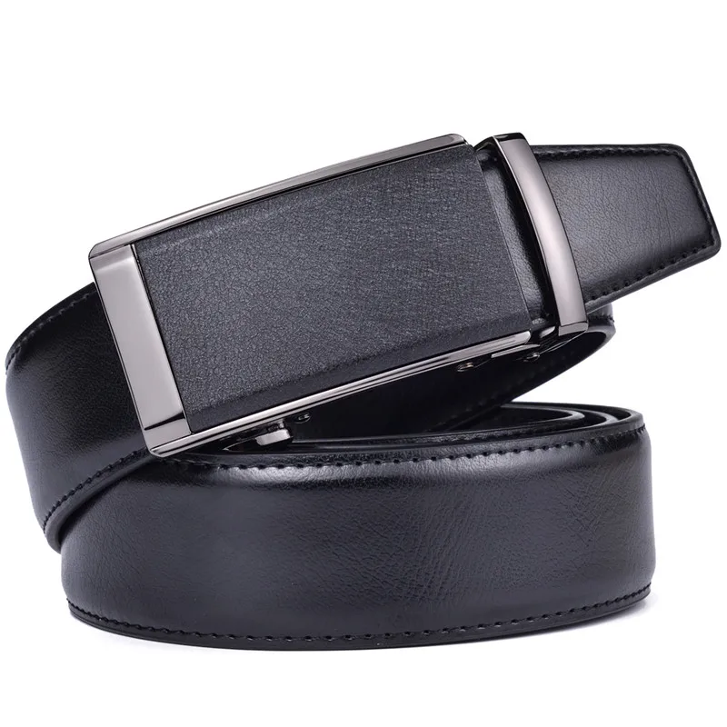 Men’s Genuine Leather Ratchet Dress Belt with Automatic Sliding Buckle Plus Size