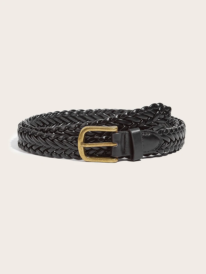 Maikun Women's Braided Belt Gold Alloy Pin Buckle Vintage Personalised Belt High Quality PU Leather Belt