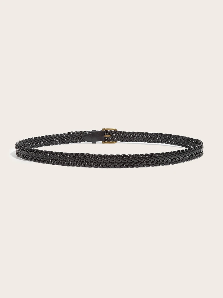 Maikun Women's Braided Belt Gold Alloy Pin Buckle Vintage Personalised Belt High Quality PU Leather Belt