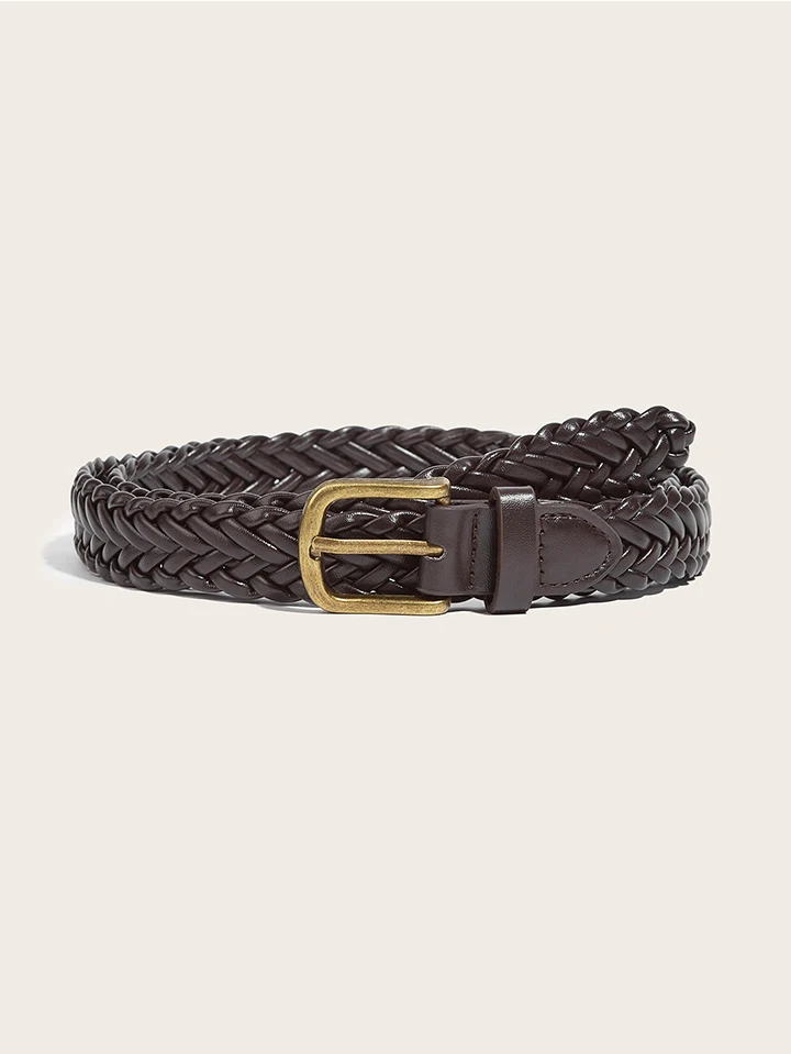 Maikun Women's Braided Belt Gold Alloy Pin Buckle Vintage Personalised Belt High Quality PU Leather Belt