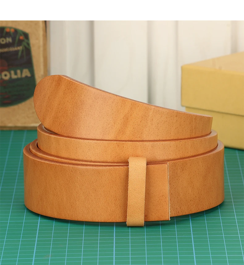 Super Thick Vegetabel Tanned 100% Genuine Leather Belt Without Pin Buckle for Mens Belts DIY Cowboys Match Jeans 3.8cm Width