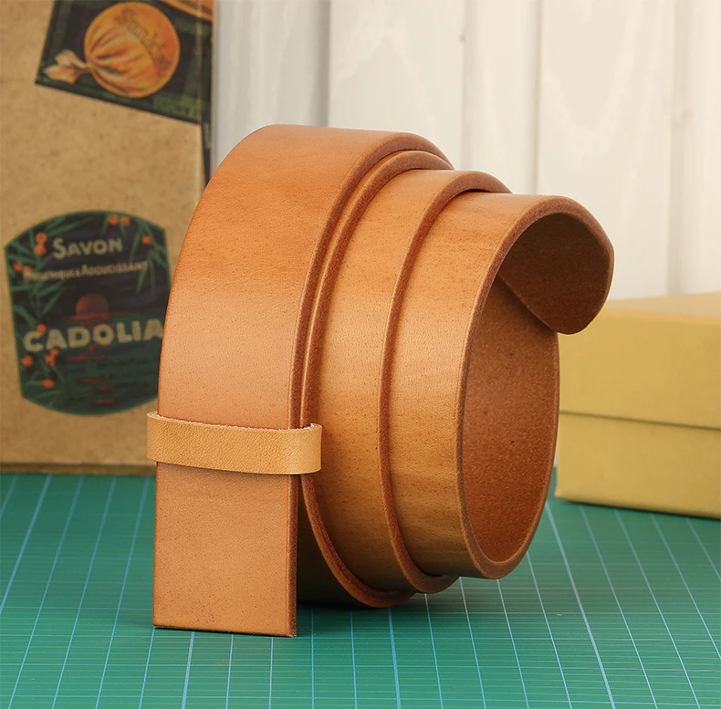 Super Thick Vegetabel Tanned 100% Genuine Leather Belt Without Pin Buckle for Mens Belts DIY Cowboys Match Jeans 3.8cm Width